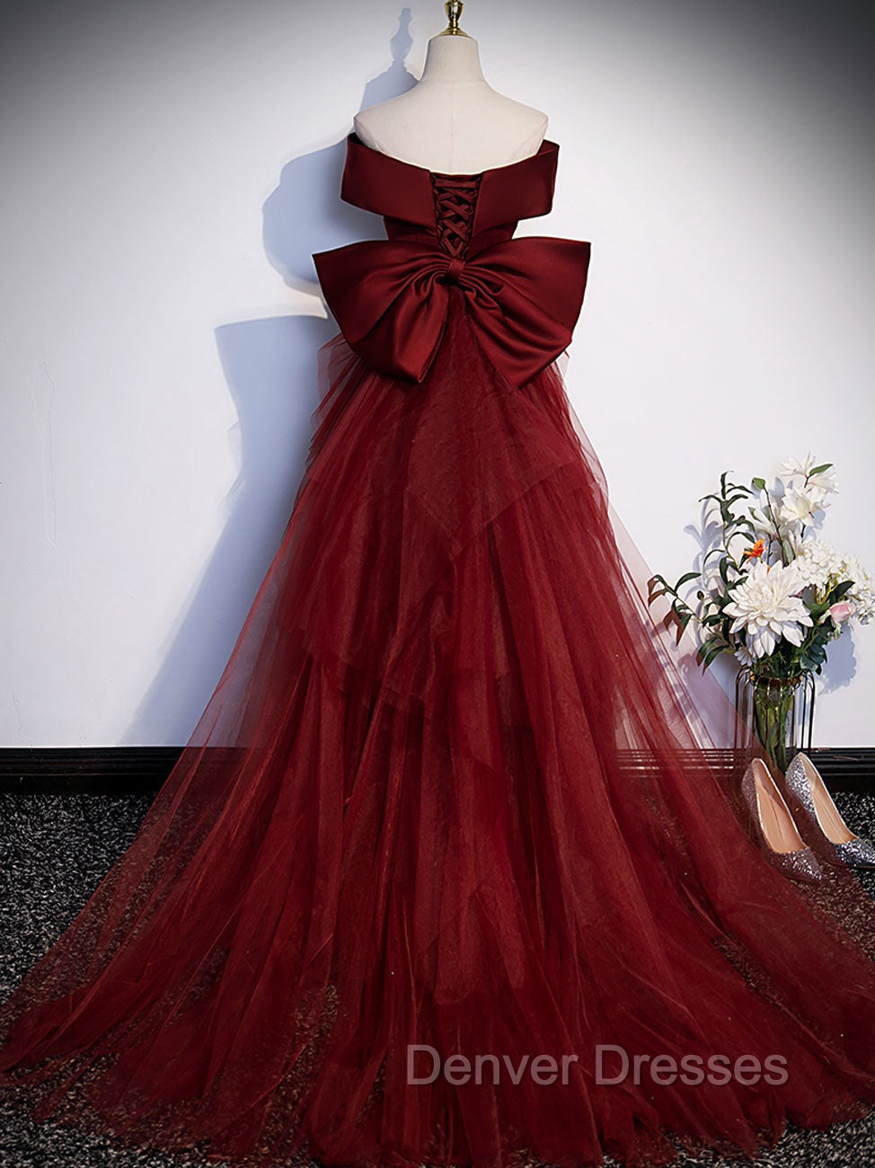 Burgundy Mermaid Long Prom Dress, Burgundy Formal Evening Dress