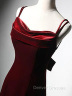 Burgundy Mermaid Long Prom Dress, Wine Red Long Mermaid Formal Evening Dress