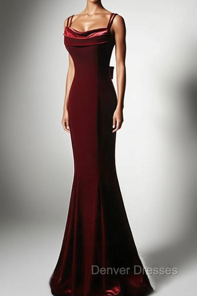 Burgundy Mermaid Long Prom Dress, Wine Red Long Mermaid Formal Evening Dress Main image