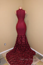 Burgundy mermaid prom Dress, long evening gowns