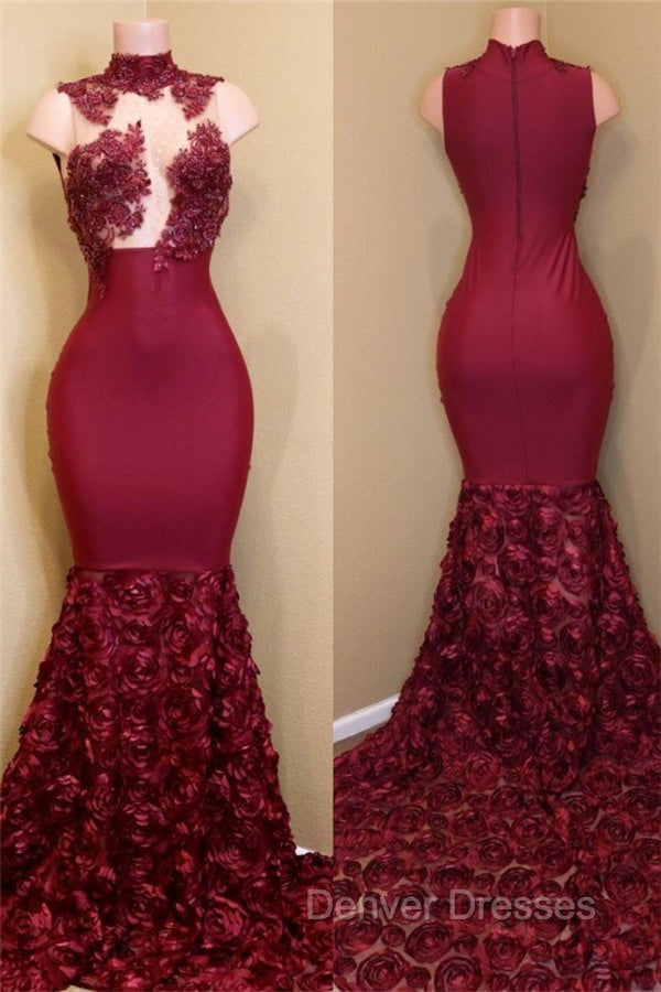 Burgundy mermaid prom Dress, long evening gowns