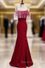 Burgundy Mermaid Spaghetti Straps Prom Dress