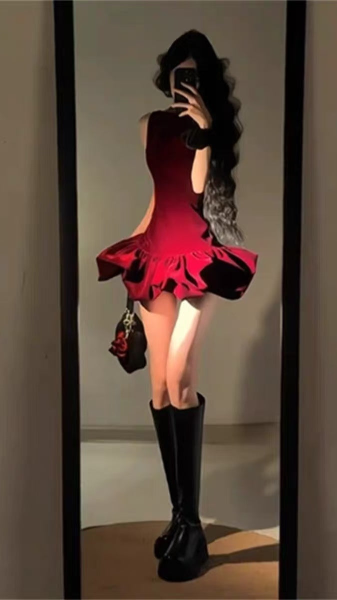 Burgundy Prom Dress Sleeveless Mini Party Dress Short Graduation Dress Cocktail Outfits
