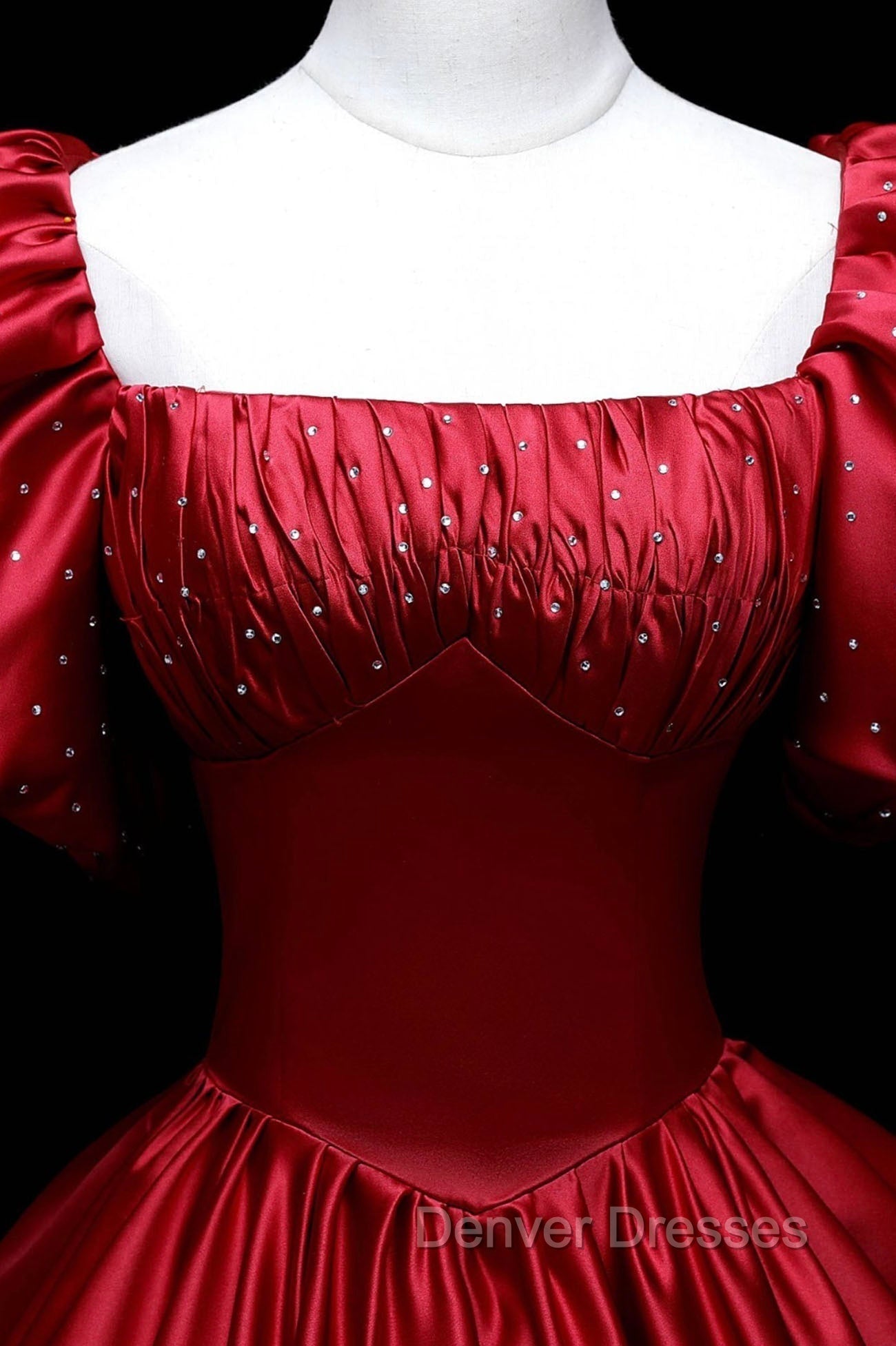 Burgundy Satin Long A-Line Prom Dress, Burgundy Formal Evening Dress