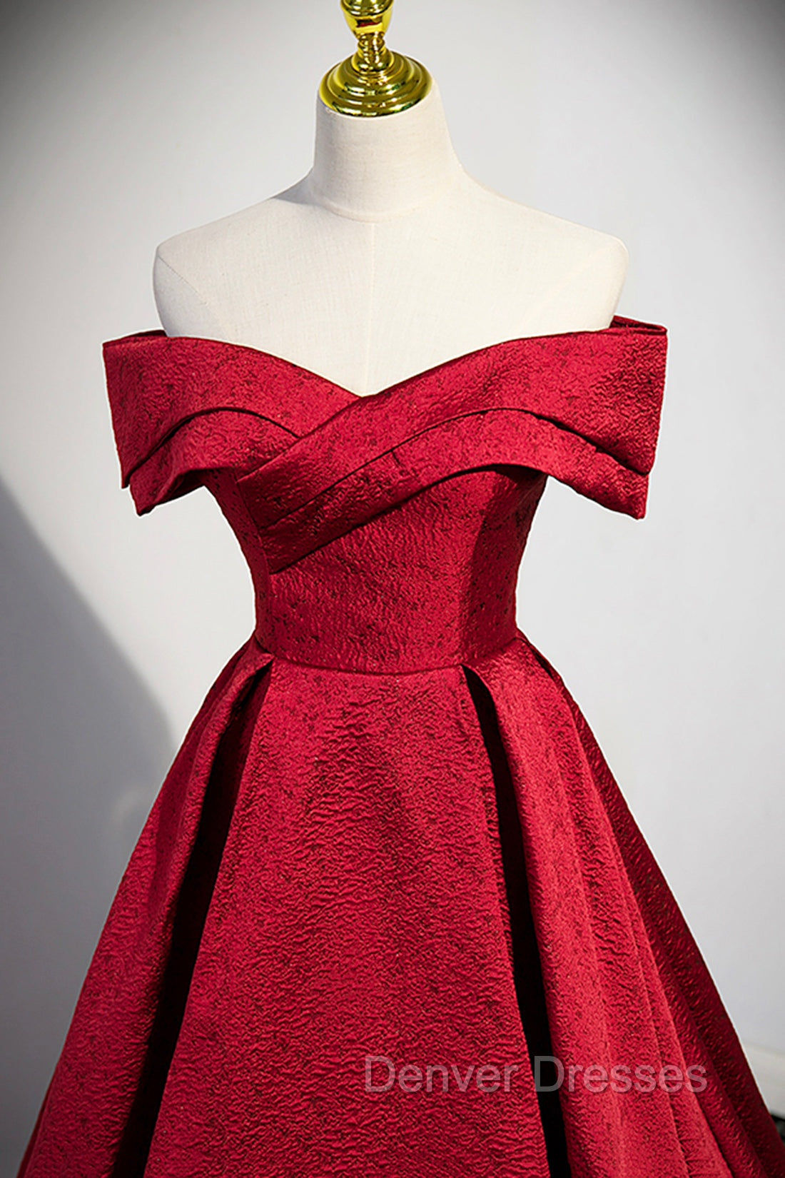 Burgundy Satin Long Prom Dress, Off Shoulder Evening Party Dress Secondary image
