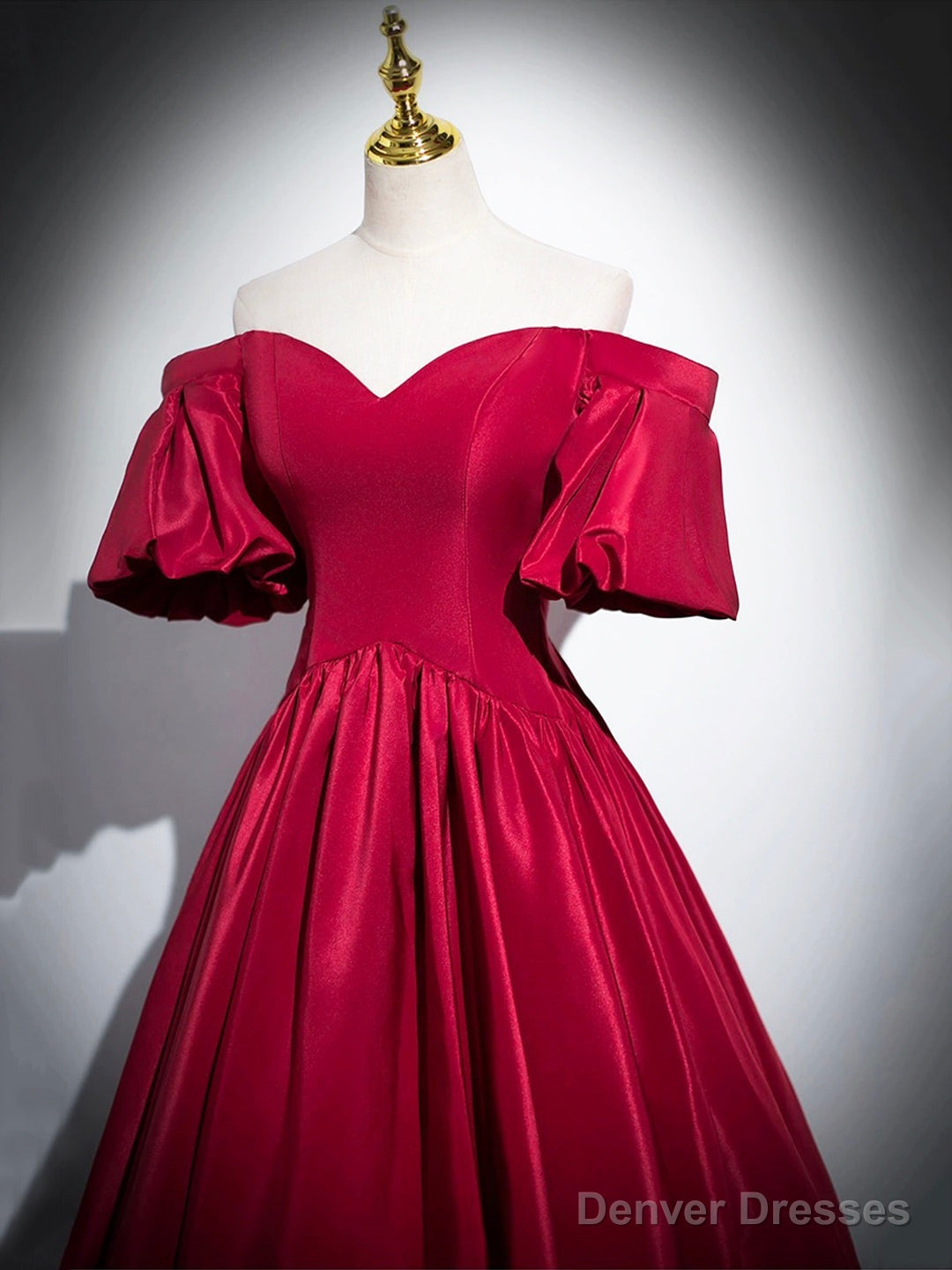 Burgundy Satin Long Prom Dress, Off The Shoulder A-Line Formal Evening Dress Secondary image