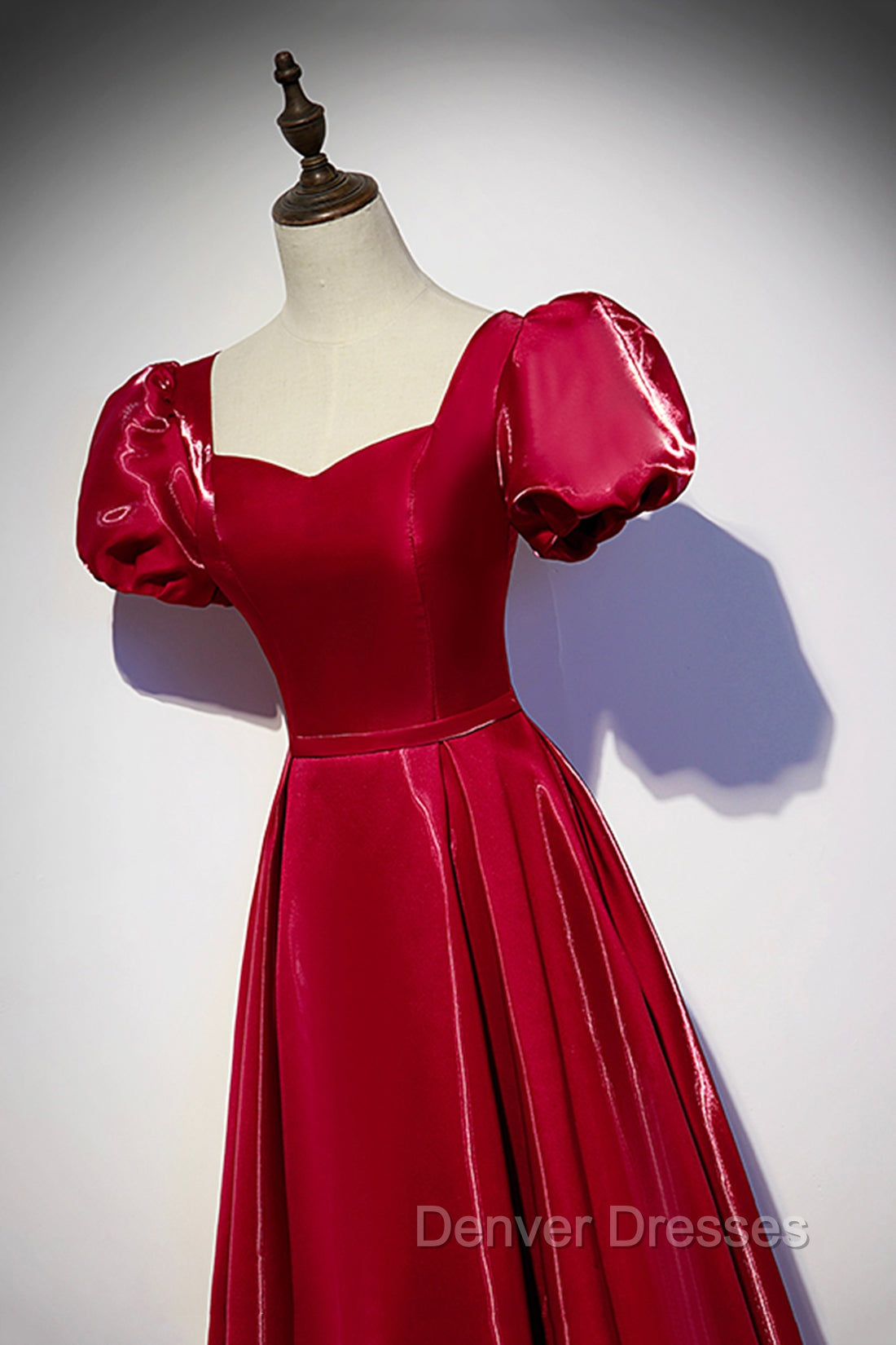 Burgundy Satin Long Prom Dress, Simple A-Line Evening Dress Secondary image