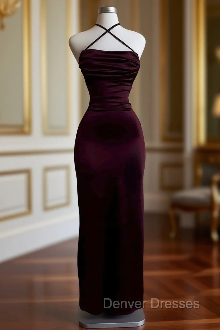 Burgundy Sheath Birthday Dress Long Prom Dress Main image