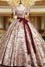 Burgundy Short Sleeve Quinceanera Dress