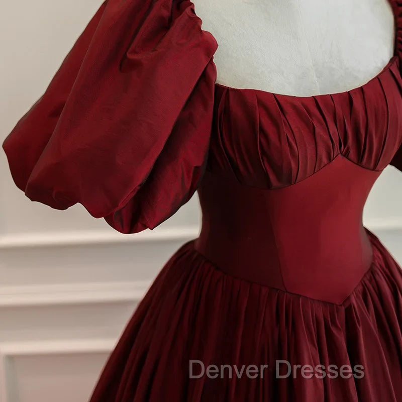 Burgundy Short Sleeves Floor Length Long Evening Dress Ball Gown Formal Dress prom Dress shops