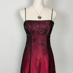Burgundy Spaghetti Straps Exquisite Beaded Long Tulle Ball Gown Evening Dress Prom Dress