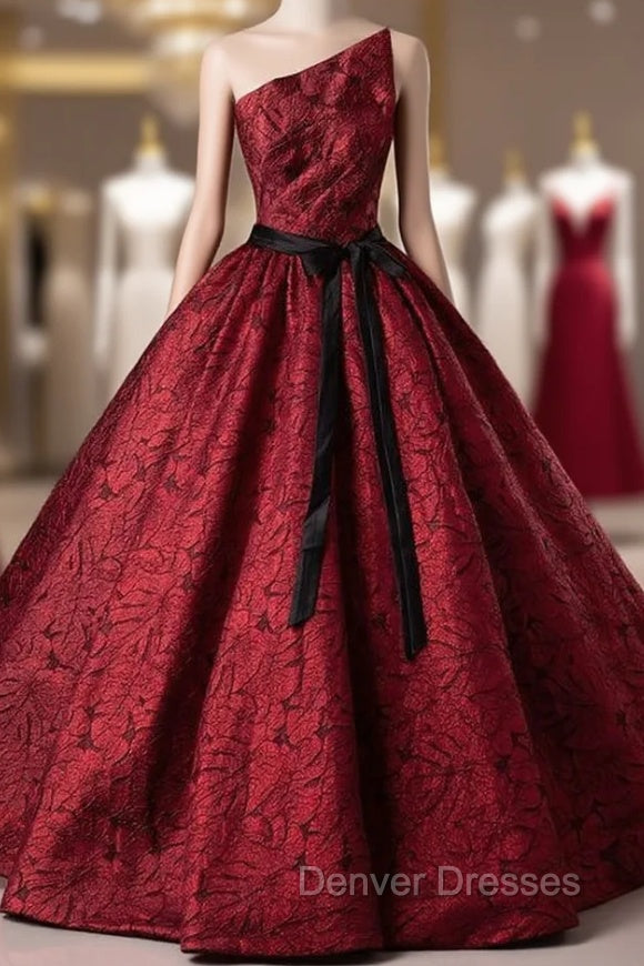 Burgundy Strapless Embroidery Quinceanera Dress Main image