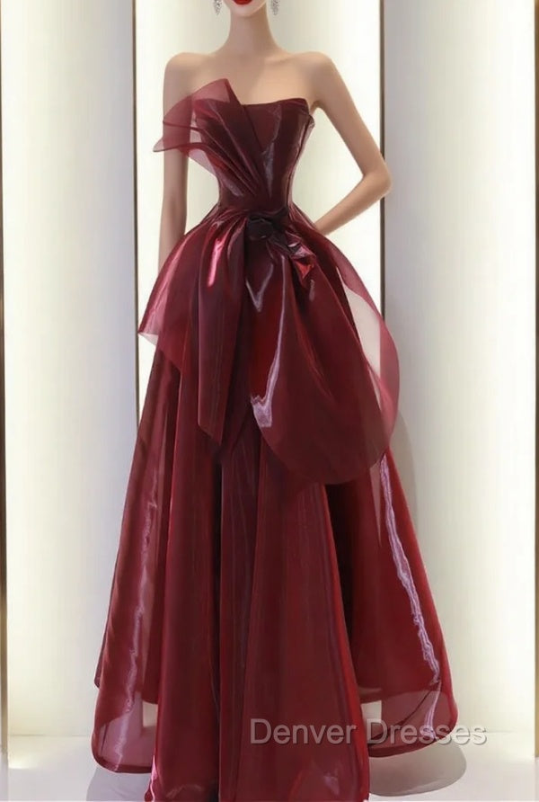 Burgundy Strapless Sleeveless Prom Dress Main image