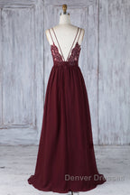 Burgundy tulle lace long prom Dress burgundy lace evening Dress