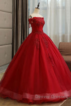 Burgundy tulle lace long prom Dress burgundy tulle formal Dress