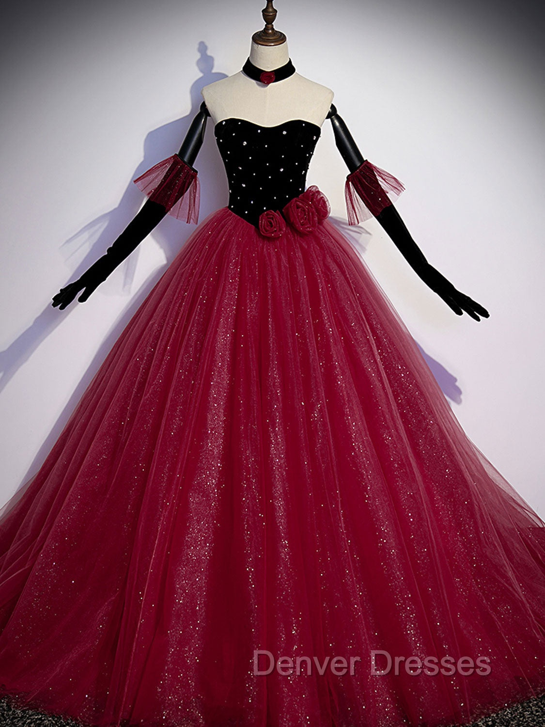Burgundy Tulle Long Prom Dress A line Burgundy Graduation Dress Secondary image
