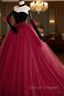 Burgundy Tulle Long Prom Dress A line Burgundy Graduation Dress