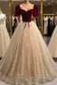Burgundy Tulle Long Prom Dress, Burgundy Tulle Formal Dress