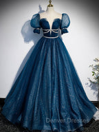 Burgundy Tulle Sequin Long Prom Dress, Burgundy Formal Evening Dress