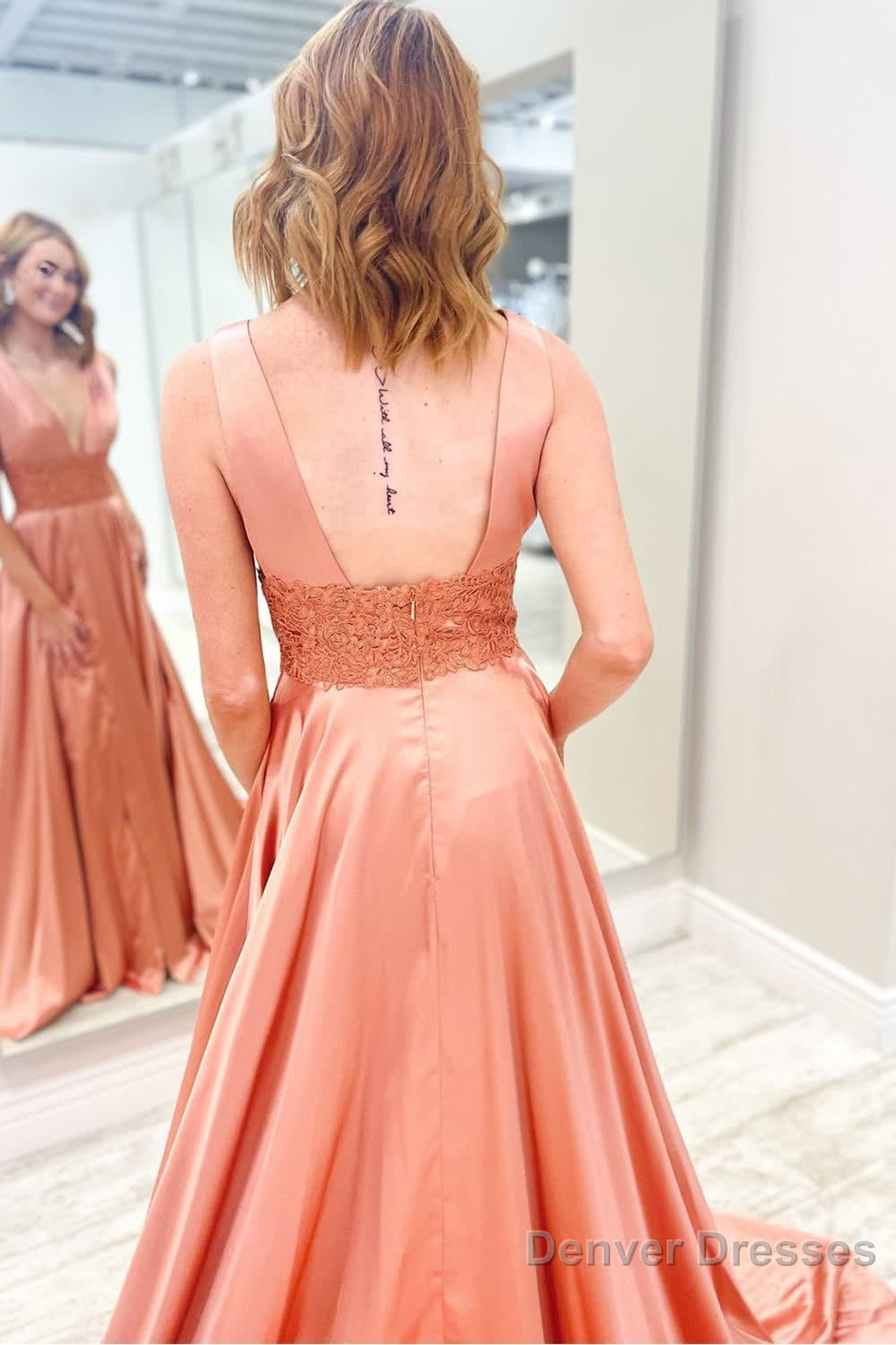 Burgundy V Neck Backless Long Prom Dress with Lace