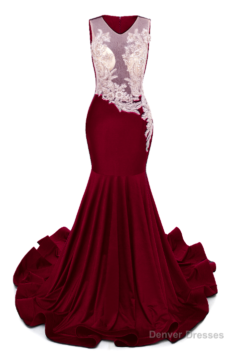 Burgundy V-Neck Sheer Corset Prom Dresses Beaded Mermaid Long Train Evening Gowns Secondary image