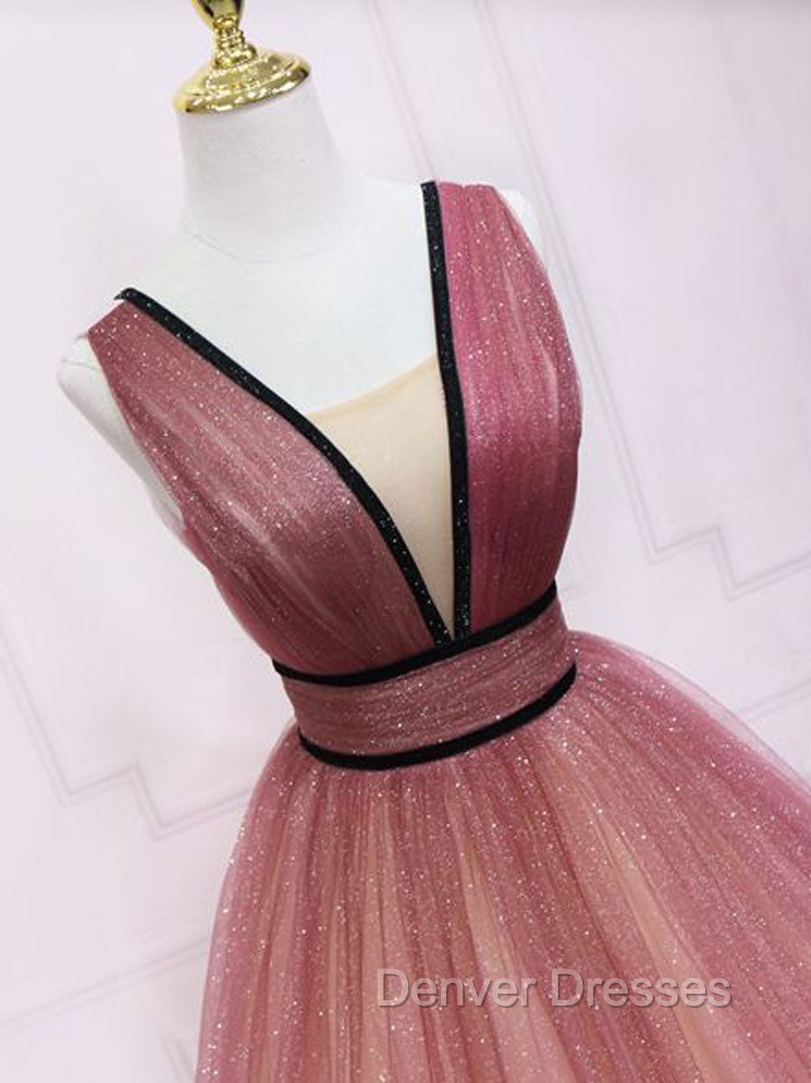 Burgundy V Neck Tulle Long Prom Dress Burgundy Long Evening Dress Secondary image