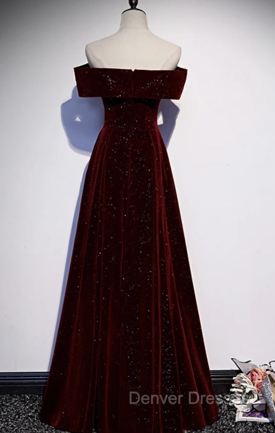 Burgundy Velvet Long Prom Dress Evening Dress Secondary image