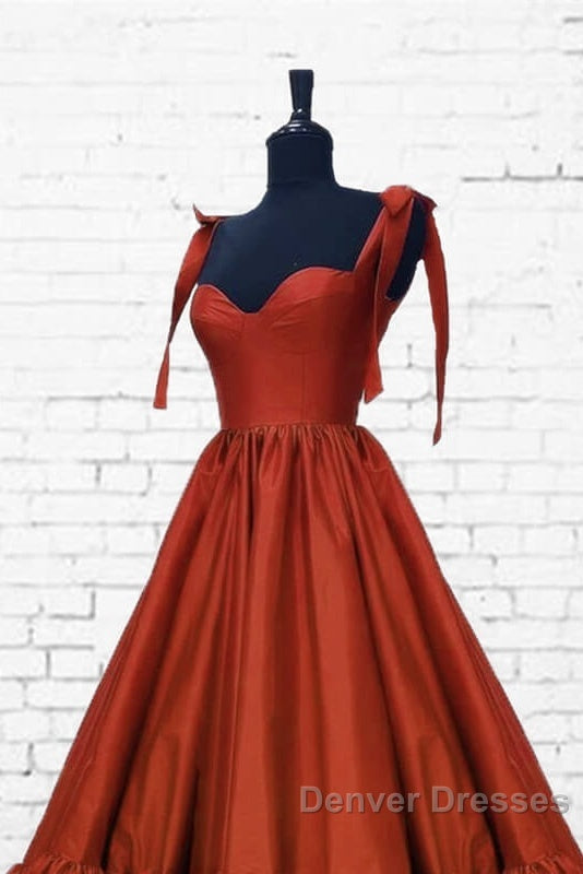Burnt Orange Satin Ruffles Hem Dress With Bow Secondary image