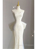 Buyishang Wedding Dress A-Line Notch lapel collar Long Sleeve Court Train Satin Bridal Gowns With Solid Color