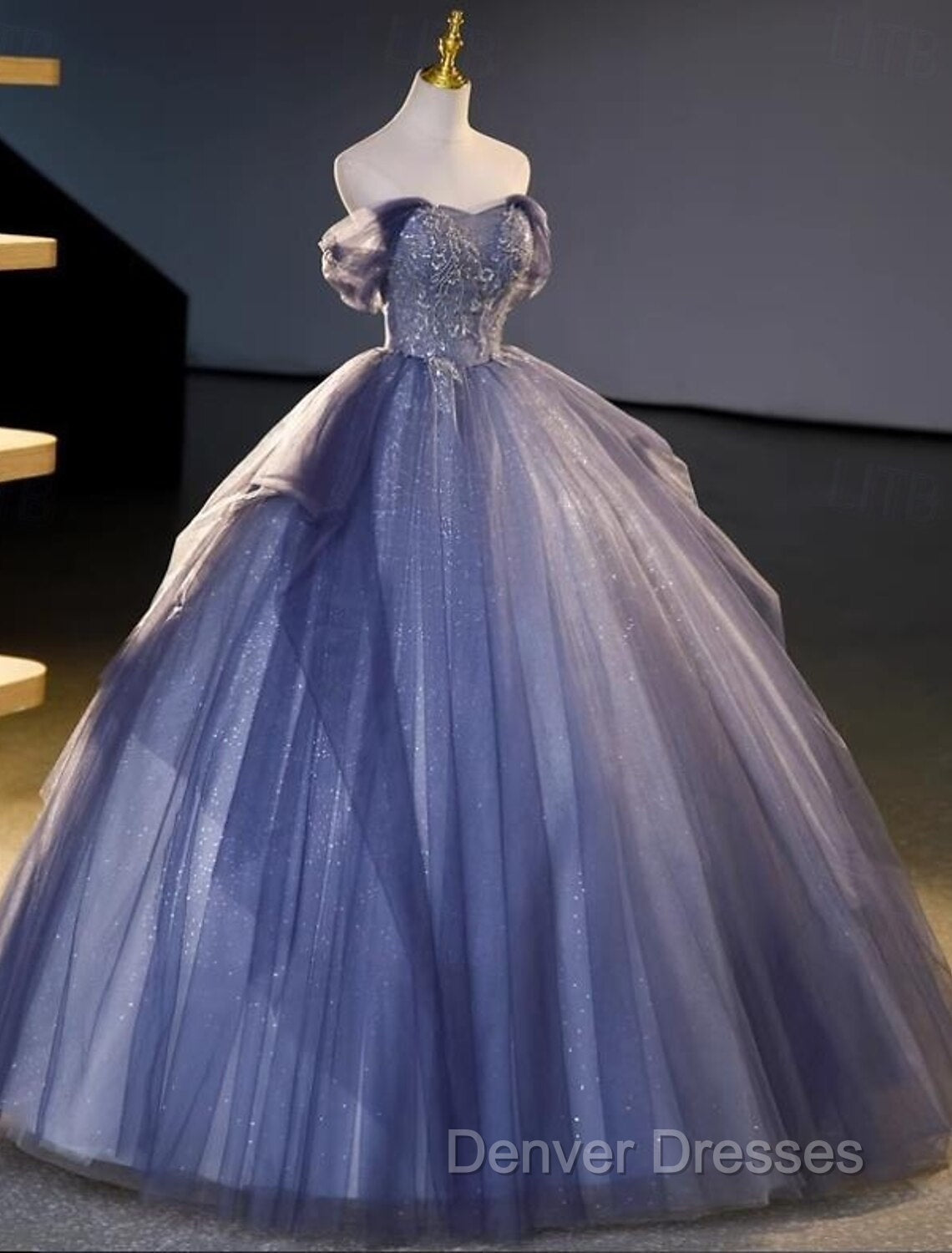 Buyishang Wedding Dress Ball Gown Off Shoulder Short Sleeve Floor Length Organza Bridal Gowns With Beading Secondary image