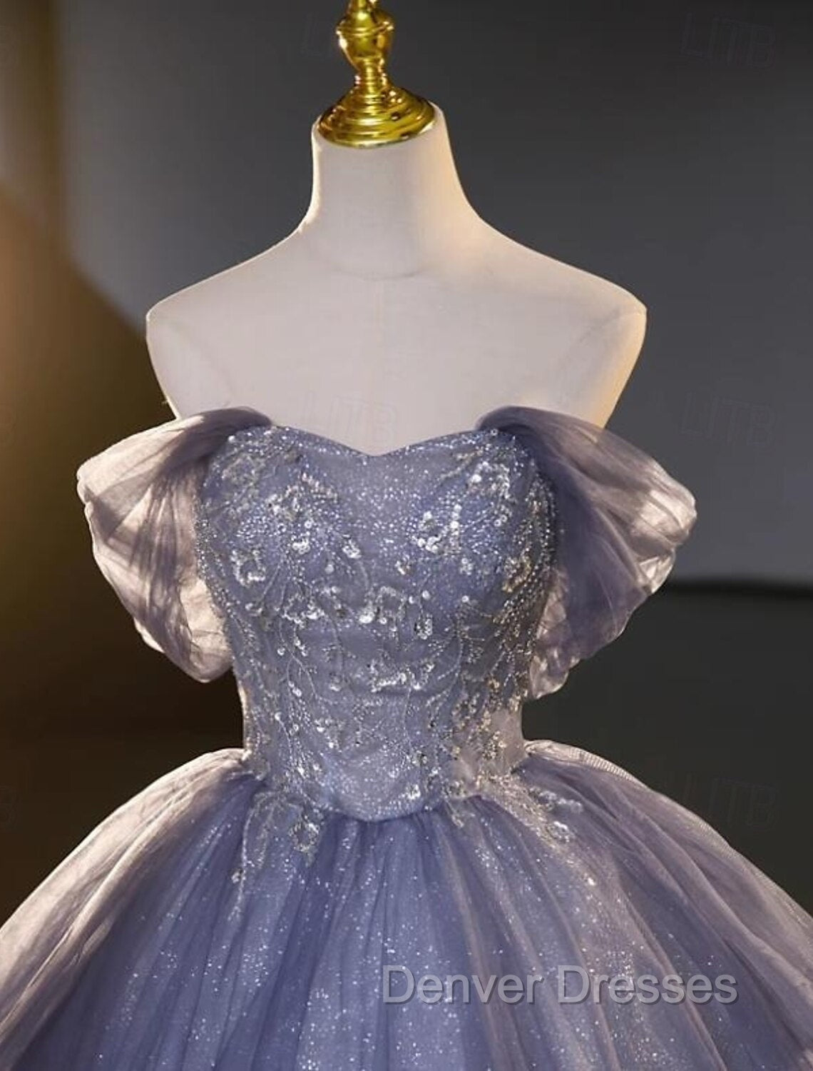 Buyishang Wedding Dress Ball Gown Off Shoulder Short Sleeve Floor Length Organza Bridal Gowns With Beading