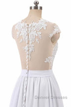 Cap Sleeve Appliques Chiffon A-line Wedding Dress