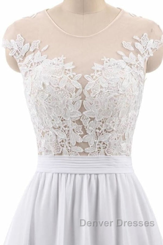Cap Sleeve Appliques Chiffon A-line Wedding Dress Secondary image