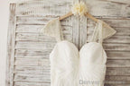 Cap Sleeve Floor Length Chiffon Pleated Wedding Dresses With Beading