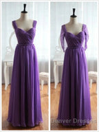 Cap Sleeves Backless Chiffon Prom Dress Bridesmaid Dress