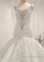 Cap Sleeves Sparkle Diamond Fit and Flare Wedding Dress Online