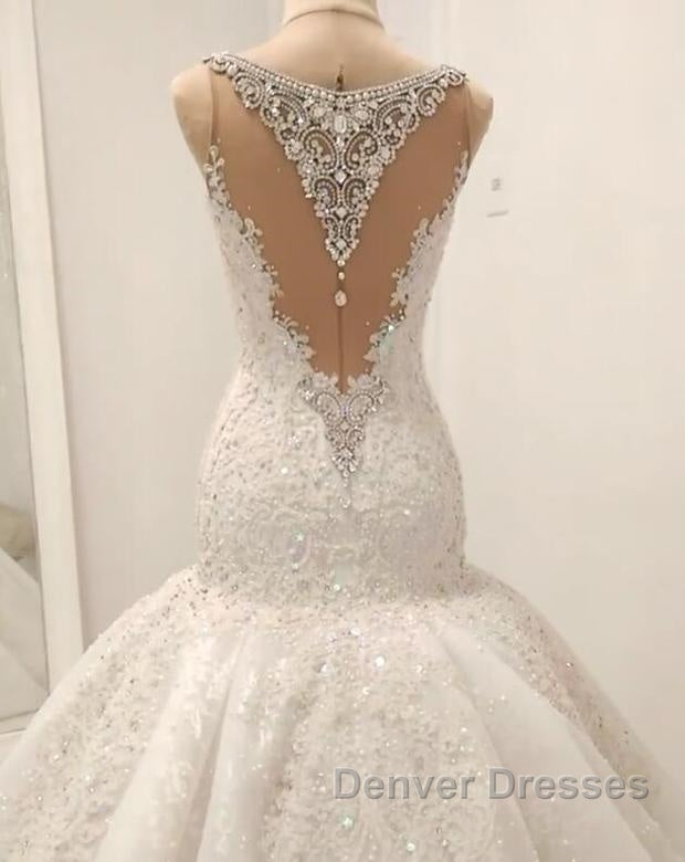 Cap Sleeves Sparkle Diamond Fit and Flare Wedding Dress Online