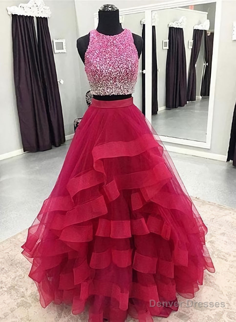 Two Pieces Prom Dress, Long Dress, Back To Schoold Party Gown Main image