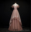 Dark Pink Tulle Beaded Layer Tulle Long Evening Dress, Charming Prom Dress