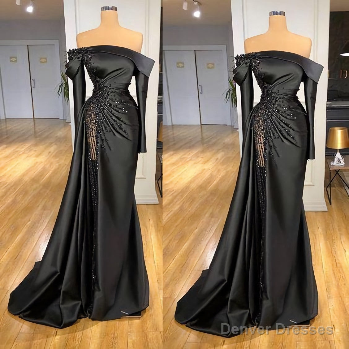 Modest Evening Dresses, Black Evening Dress, Prom Dress Main image