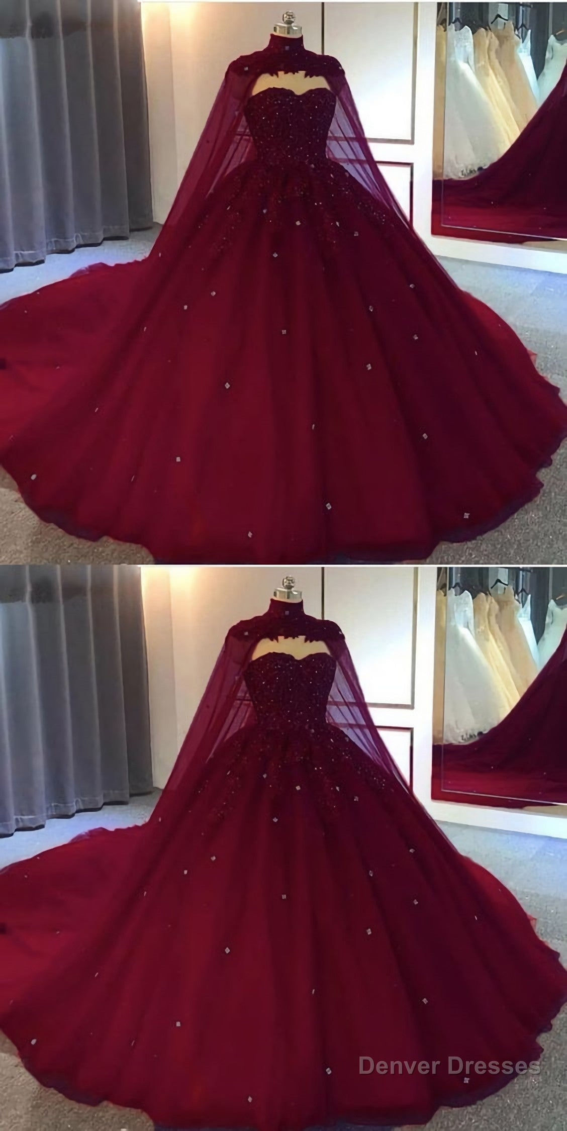 Burgundy Ball Gown Wedding Dresstulle Prom Dresses Main image
