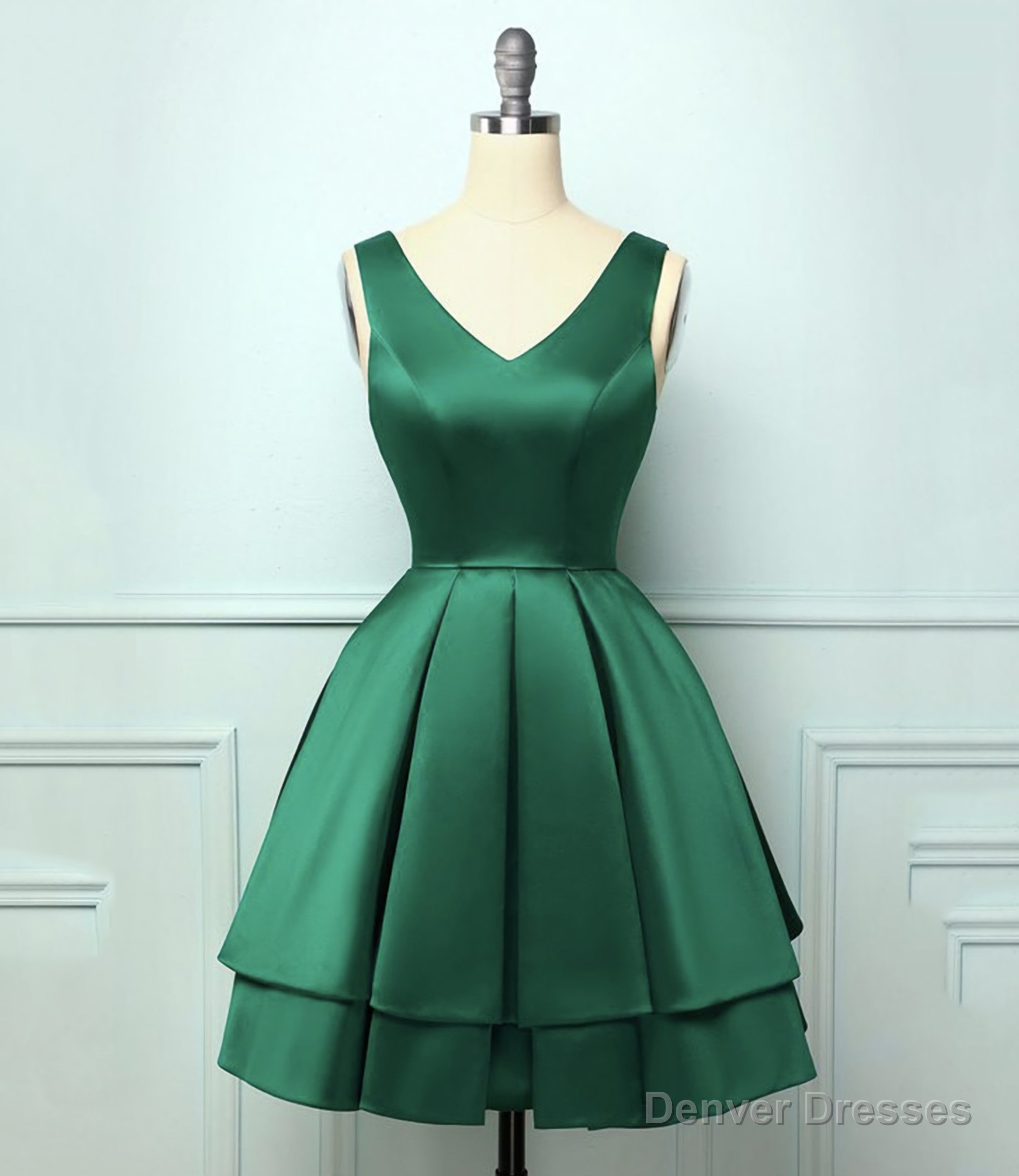 Green Satin Short Homecoming Dress
