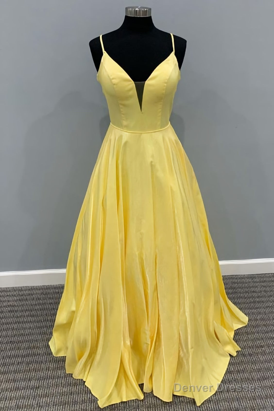 A-Line Yellow Long With Spaghetti Straps Prom Dresses Main image