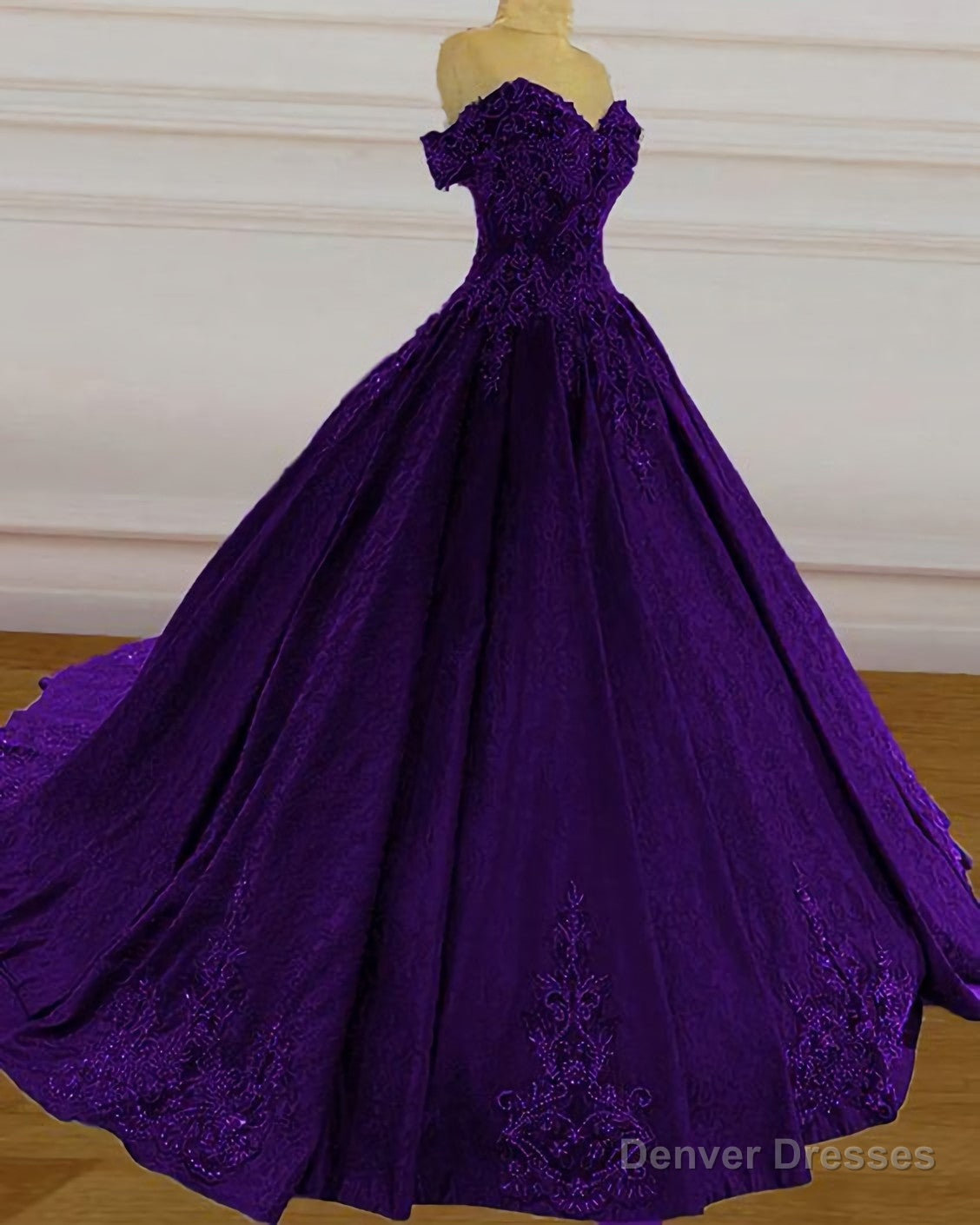 Purple Wedding Dresses, Lace Ball Gown Prom Dress, Off The Shoulder For Women Main image