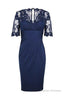 Eleagnt Short Sleeves Empire Navy Blue Short Mother Of The Bride Homecoming Dress