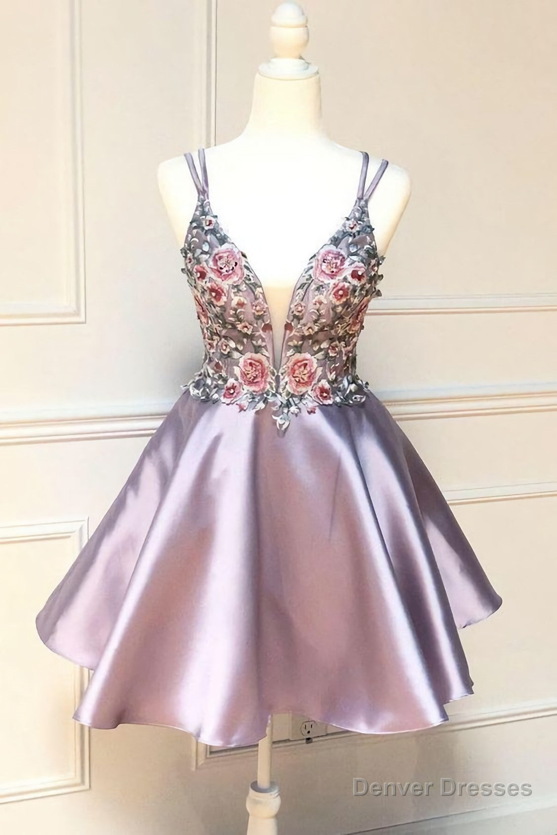 Shot Pink Homecoming Dress, With Floral Embroidery Homecoming Dress 2025