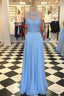 Gorgeous Prom Dress, Blue Chiffon Prom Dress, Long Prom Dress