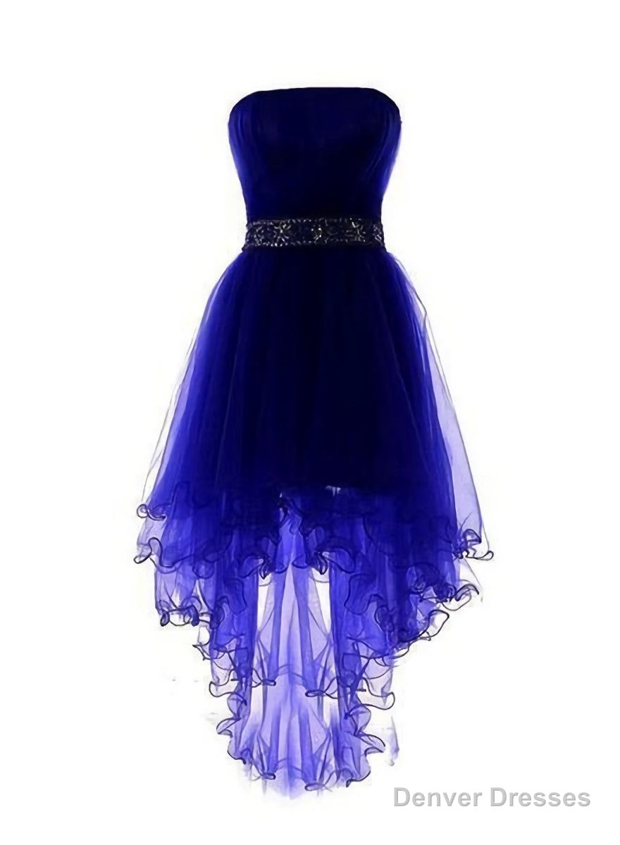Wine Red Homecoming Dress, Burgundy High Low Party Dress, With Beadings Secondary image