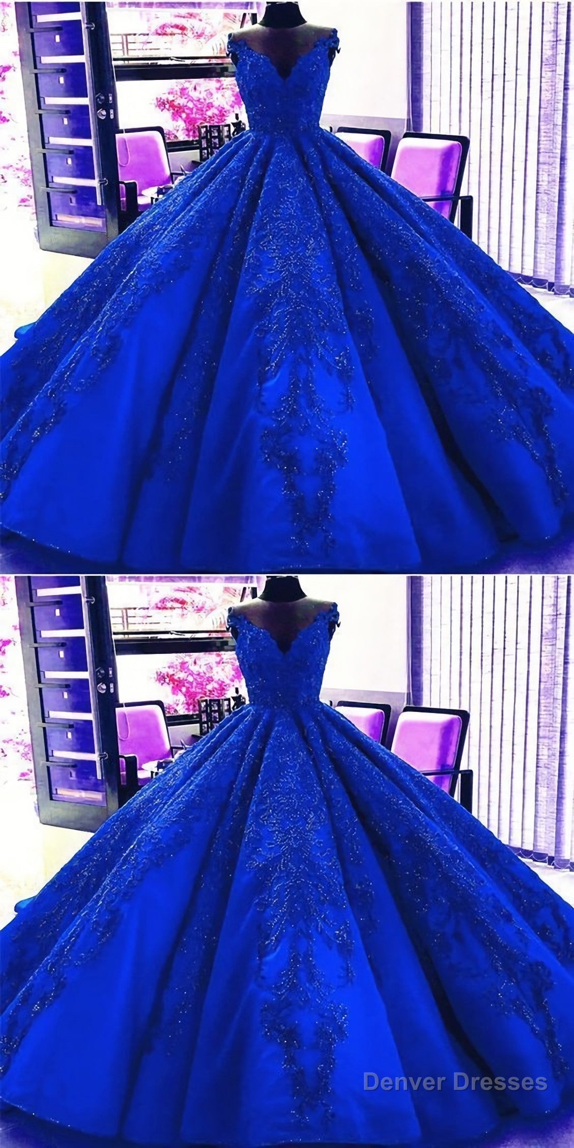 Gorgeous Royal Blue Appliques Beads Quinceanera Dresses, Formal Ball Gown Prom Dress Secondary image