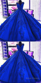 Gorgeous Royal Blue Appliques Beads Quinceanera Dresses, Formal Ball Gown Prom Dress